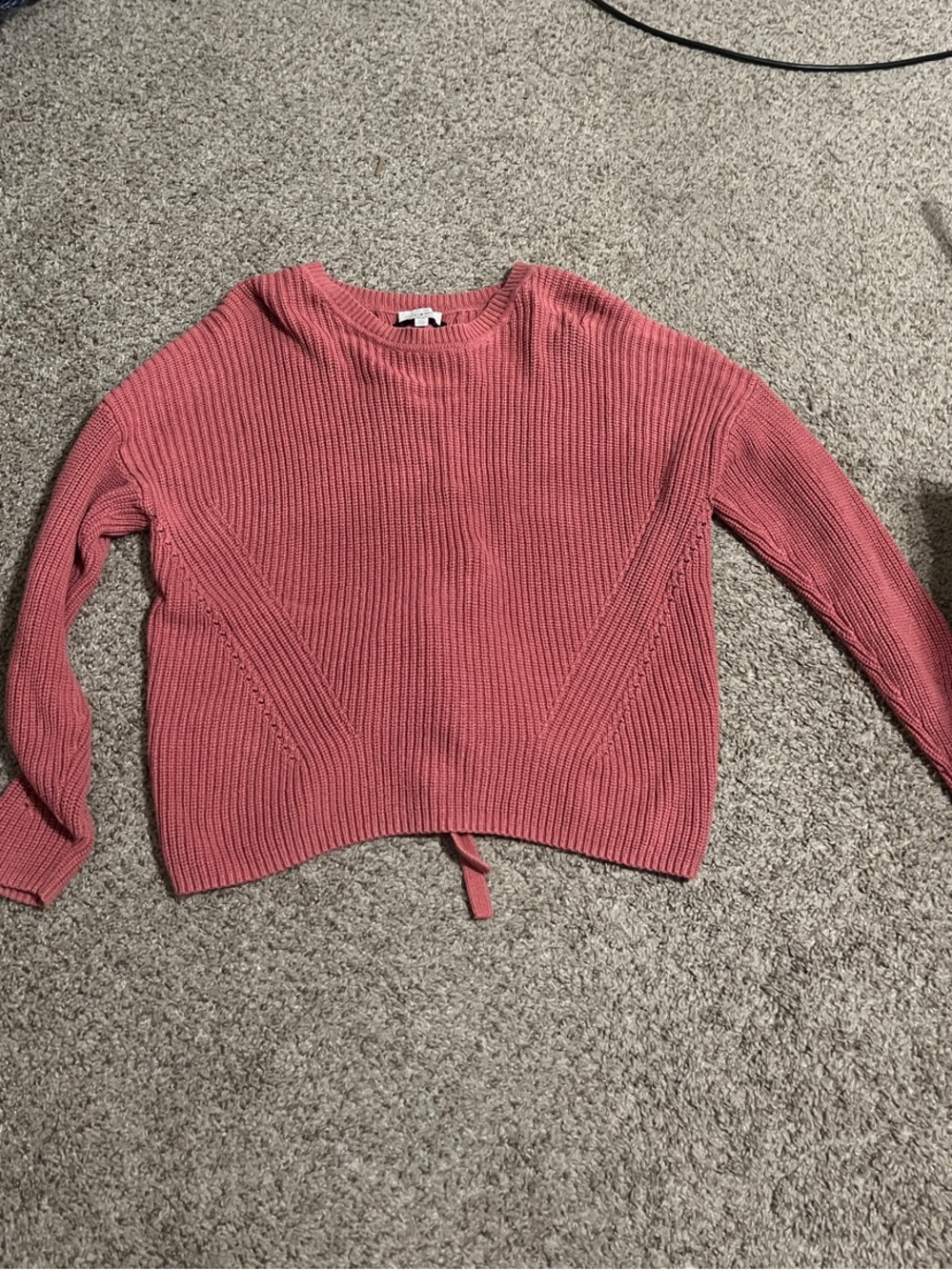 Lucky Brand Dusty Rose Ribbed Crewneck Sweater